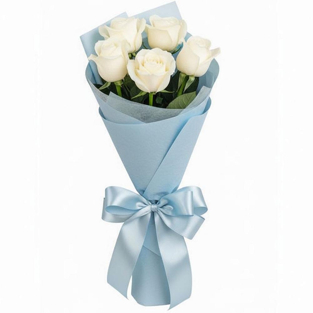 Букет 5 Белых роз Проуд в Рыльске