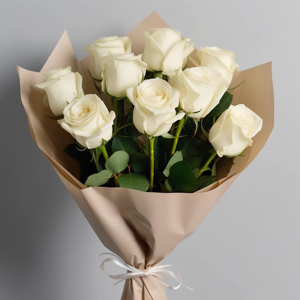 Букет 9 Белых роз Эдлесс Лав в Рыльске