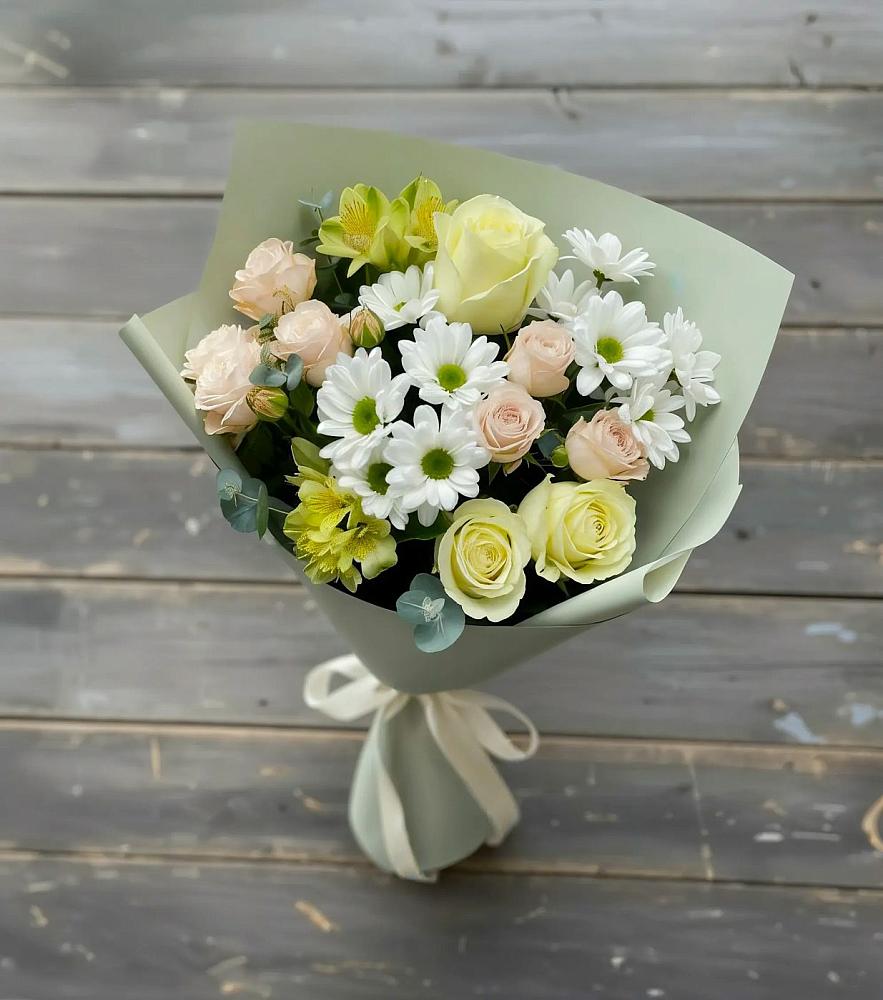 Букет цветов из: Альстромерии, Розы и Хризантемы в Рыльске