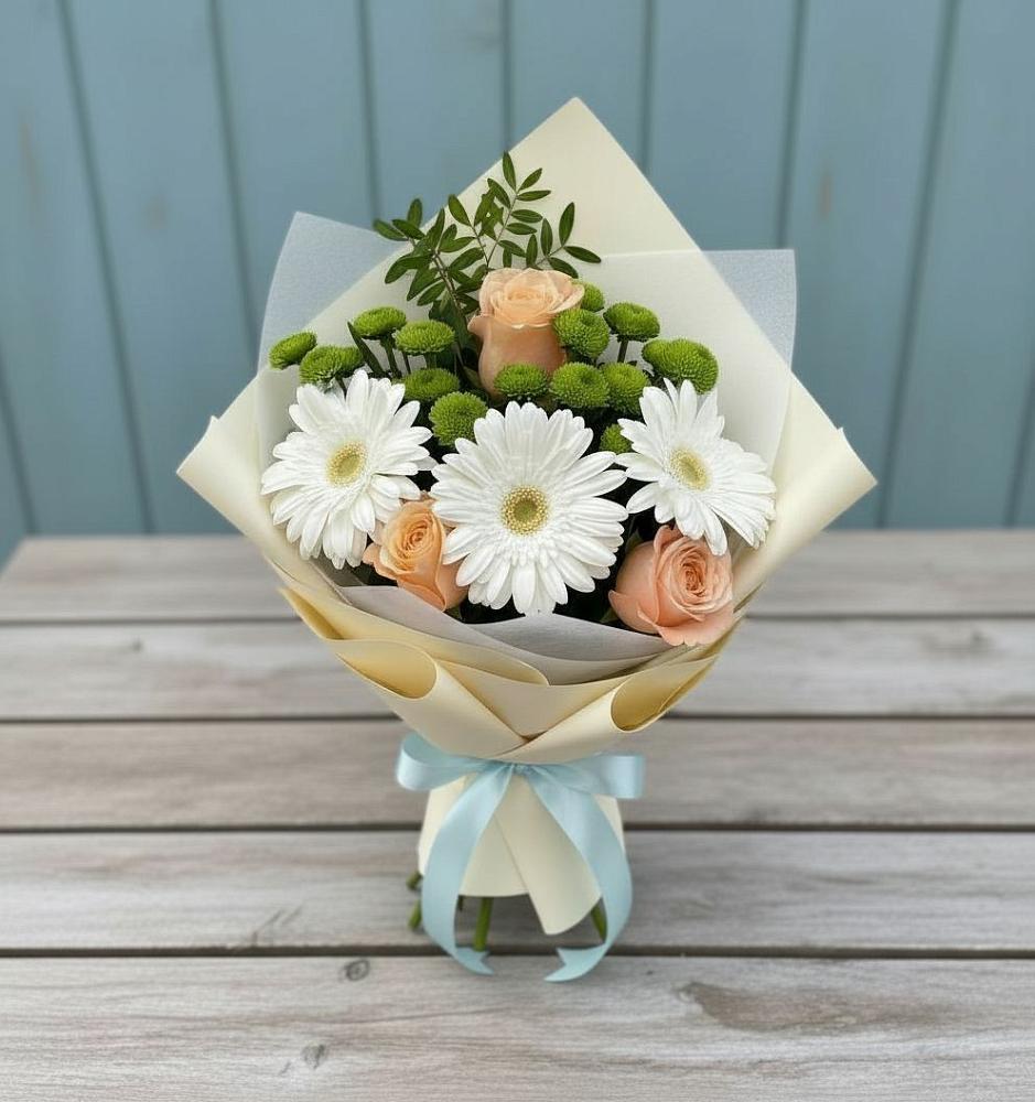 Букет цветов из: Герберы, Розы и Хризантемы в Рыльске