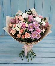 Букет цветов из:  Хризантемы, Розы и Альстромерии в Рыльске