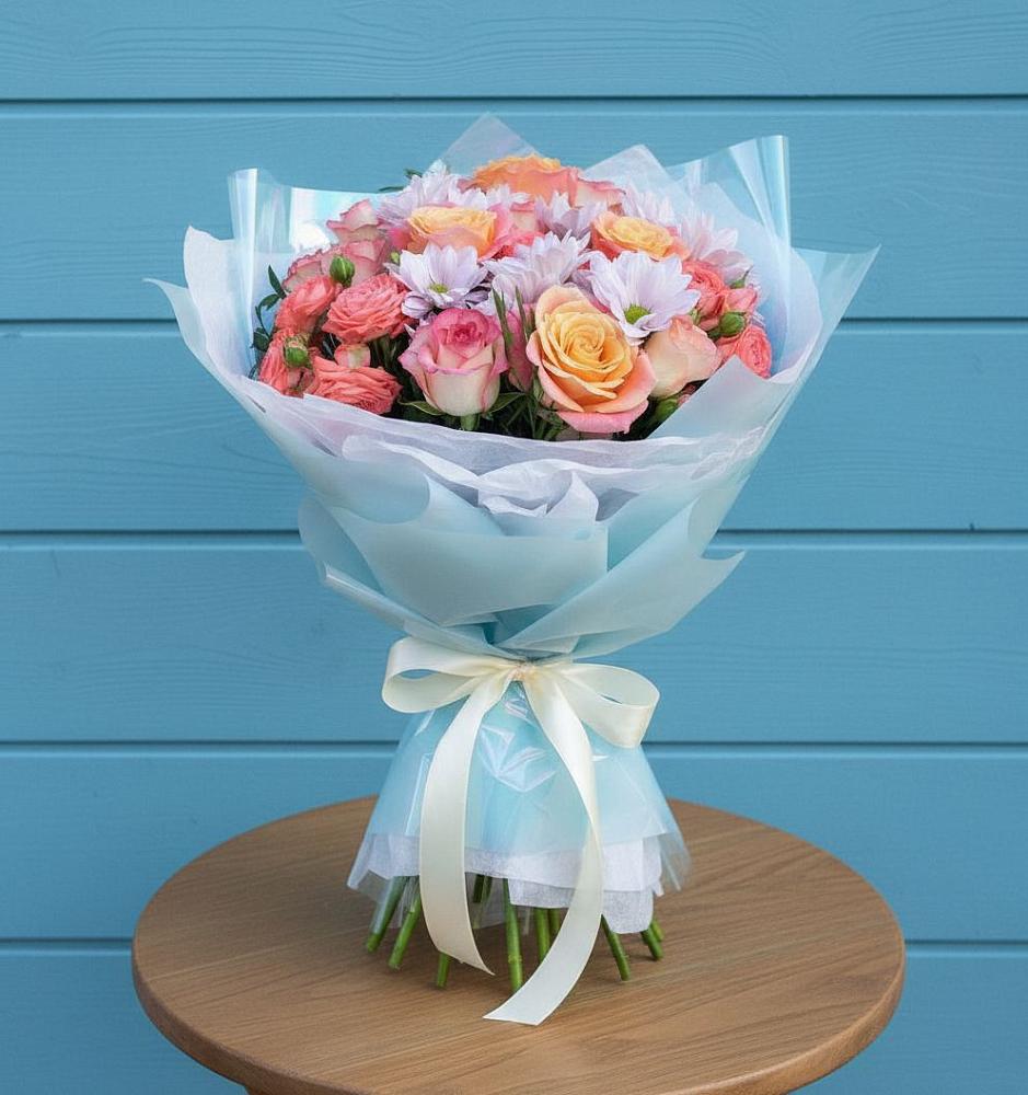 Букет цветов из: Хризантемы и Розы в Рыльске